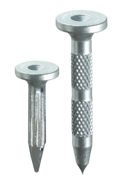 Nail with flat head and centering hole