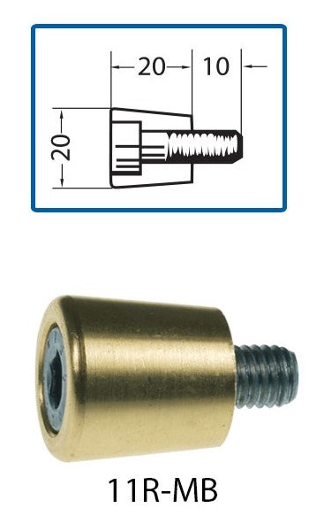 Wall bolt head, brass with Allen screw M8x22