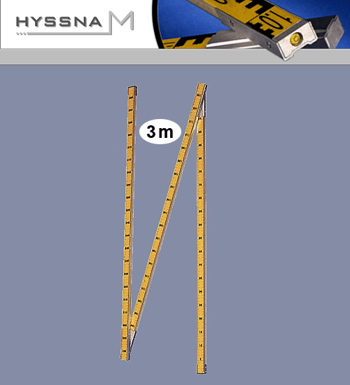 Geopole 3m, 3-part, with spirit level & spring folding