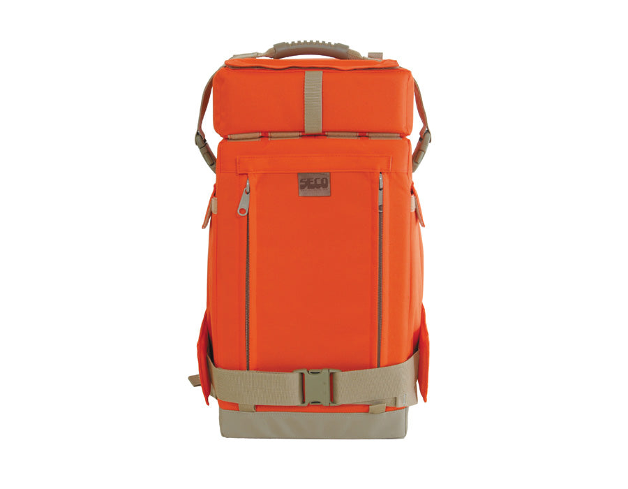 Front-loaded SECO backpack for total stations