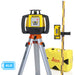 Leica laser level with tripod and accessories on a white background
